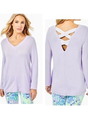 Lilly Pulitzer NAVY BLUE Long Sleeve Crisscross Top